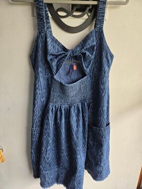 Anthropologie Pilcro Ikat Blue Denim-Style Sundress